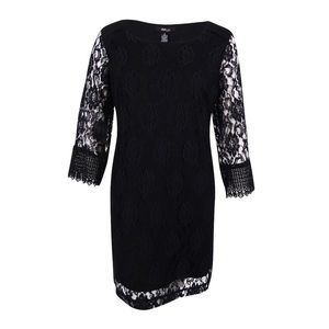 Style & Co. Black Lace 3/4 Sleeve Mid-Thigh Dress